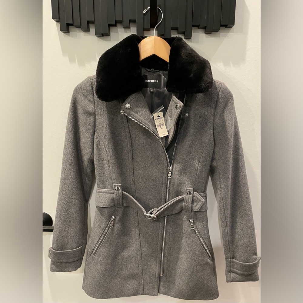 Express Grey Coat XXS NWT